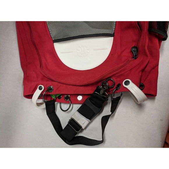 VINTAGE HOLEY SOLES GETAWAY BEACH BAG CANVAS TOTE RED RUBBER SOLE BOTTOM STRAPS - Picture 8 of 11